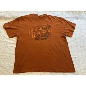 Harley Davidson Baer Sport Center Honesdale, PA 2XL Mens Orange T Shirt Cotton‎